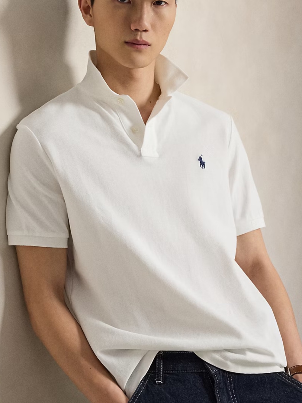 Men’s Classic Polo  by Ralph Lauren White Short-Sleeve Polo Navy Pony Size XXL